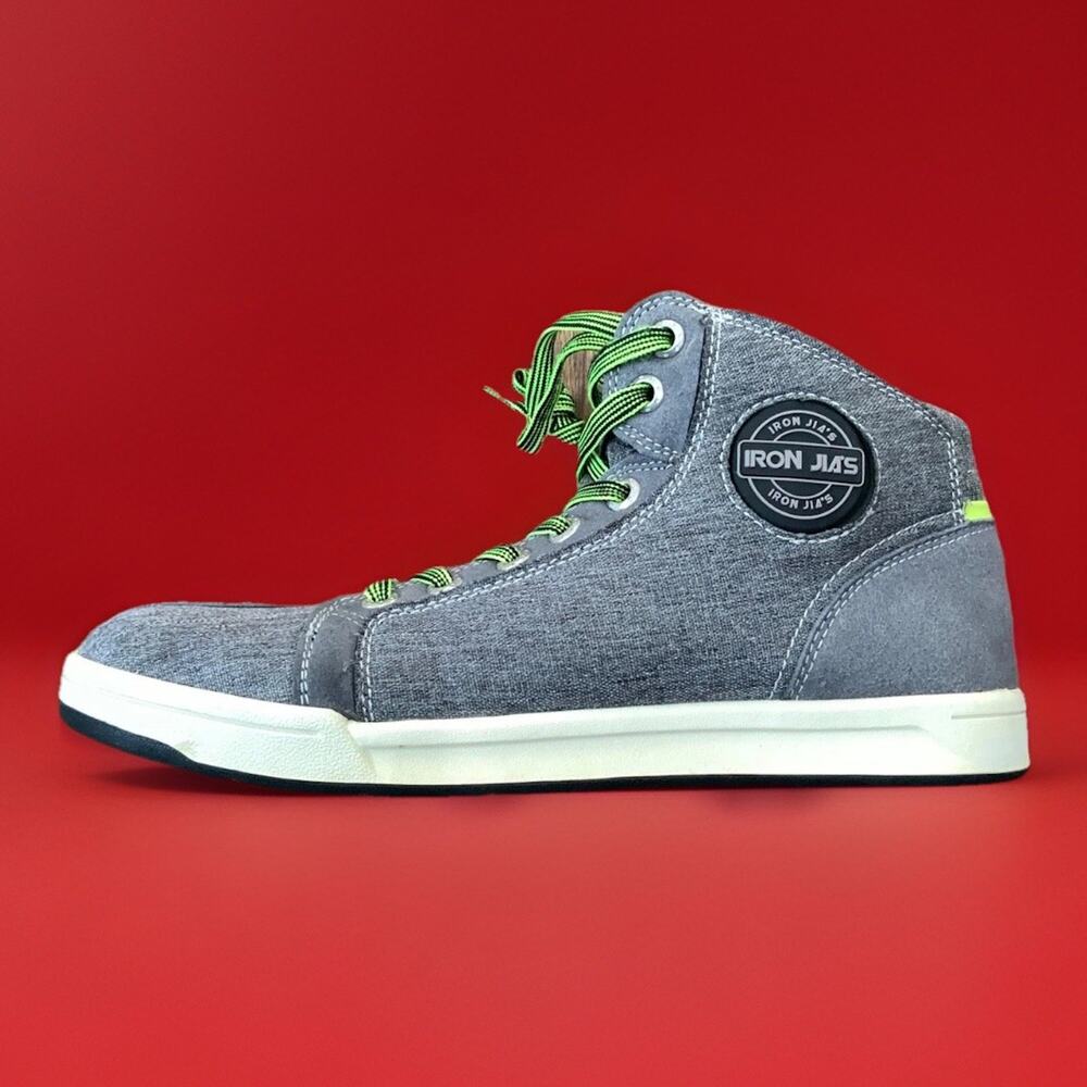 Iron Jias | JIA-016 Grey Denim Casual Motorcycle Riding Sneakers Size Men's 10